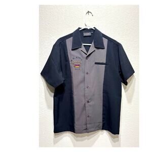 B.B. King Embroidered Bowling Shirt Steady Clothing Last Call Mens M Grey Black